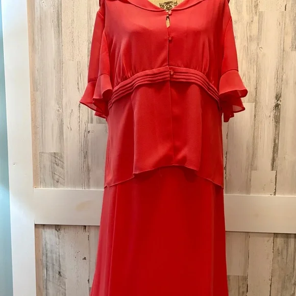 DANNY & NICOLE DRESS DEEP CORAL 16 W - Picture 9 of 9